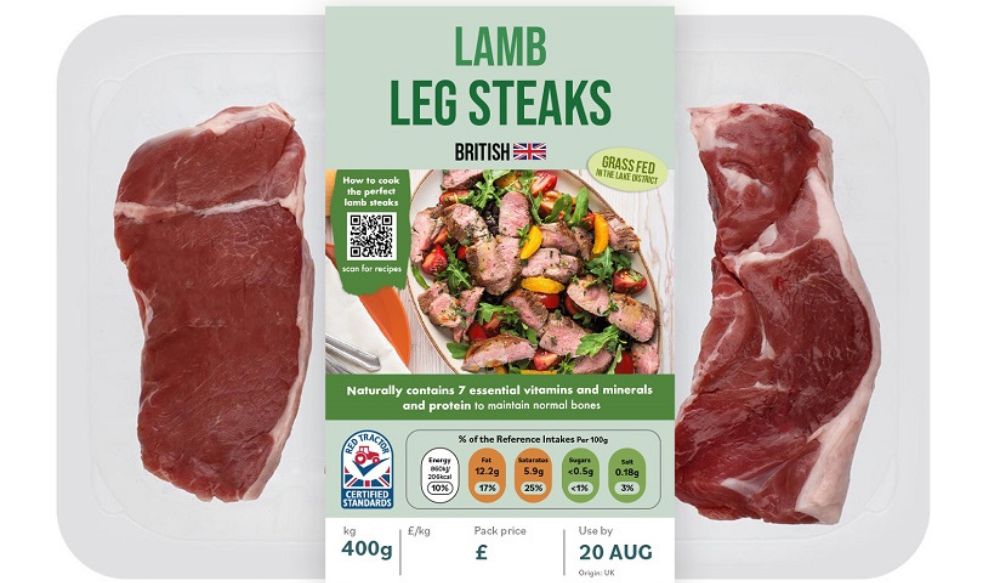 Lamb leg steaks in packaging